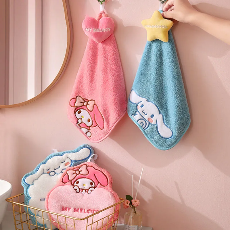 

Sanrio Cinnamoroll My Melody Мультяшные полотенца для рук сильный абсорбирующий Быстросохнущий подвесной Кухонный Полотенца для ванной и спальни