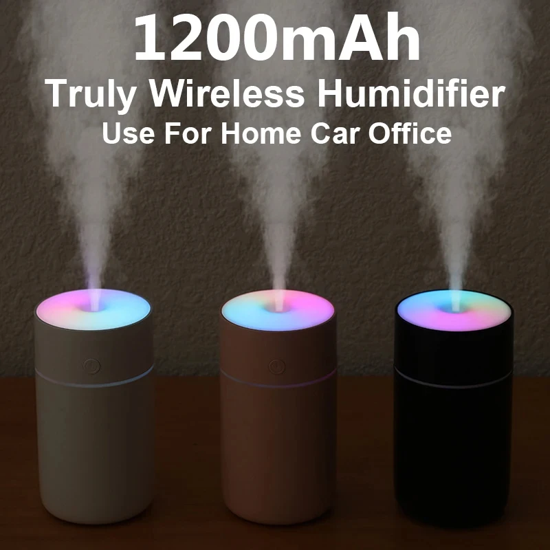 HOMEFISH Colorful Portable Mini Air Humidifier USB Rechargeable Wireless Home Car Aroma Diffuser Essential Oil Atomizer