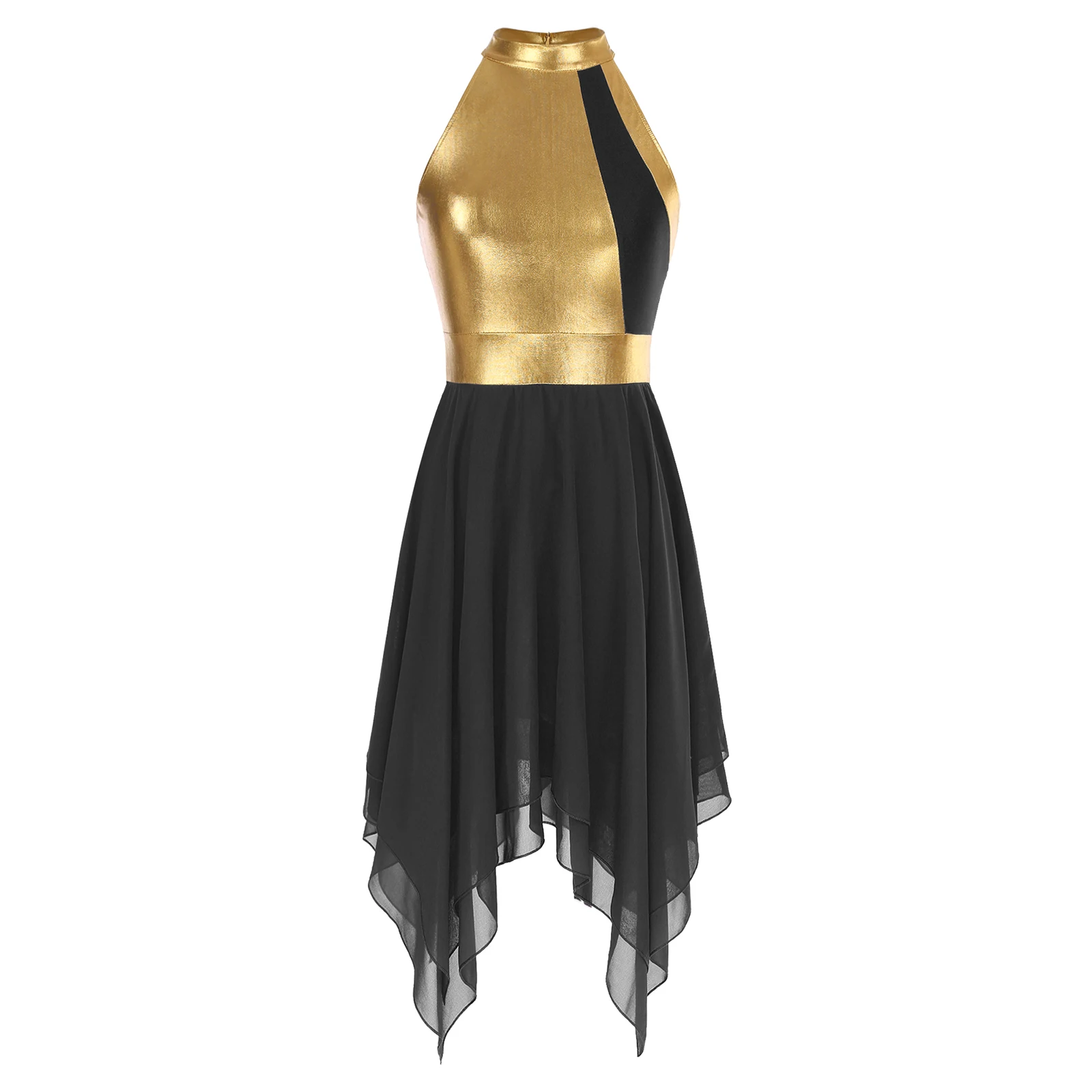 

Women Ballet Tutu Leotard Sleeveless Ruffled Asymmetrical Hem Dress Dancewear Waltz Contemporary Lyrical Dance Costumes