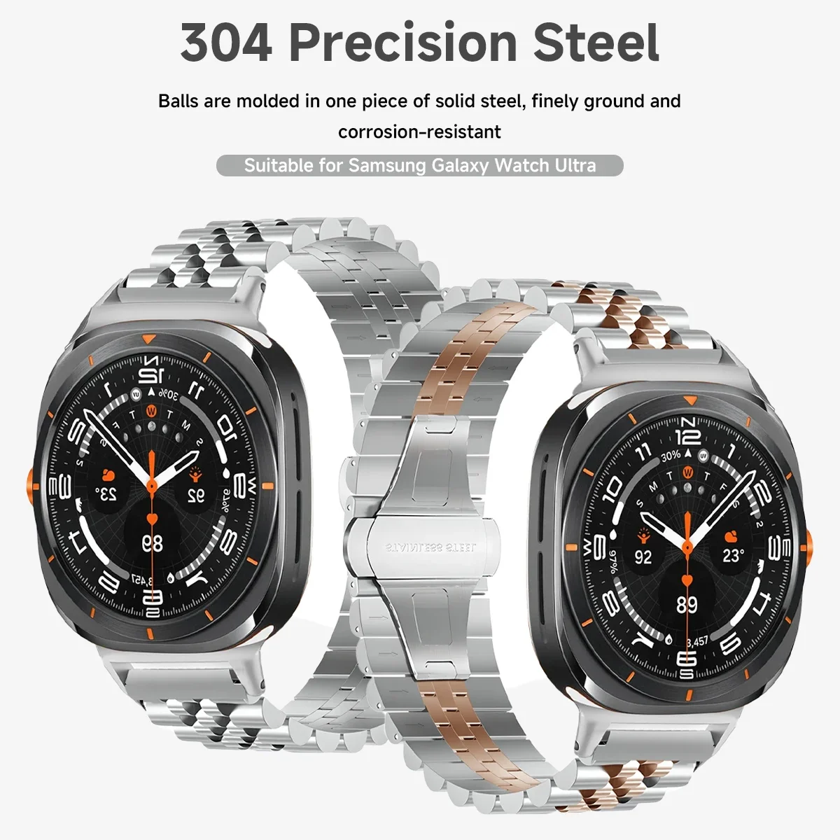 Premium Stainless Steel Watch Strap - Elegant Metal Bracelet