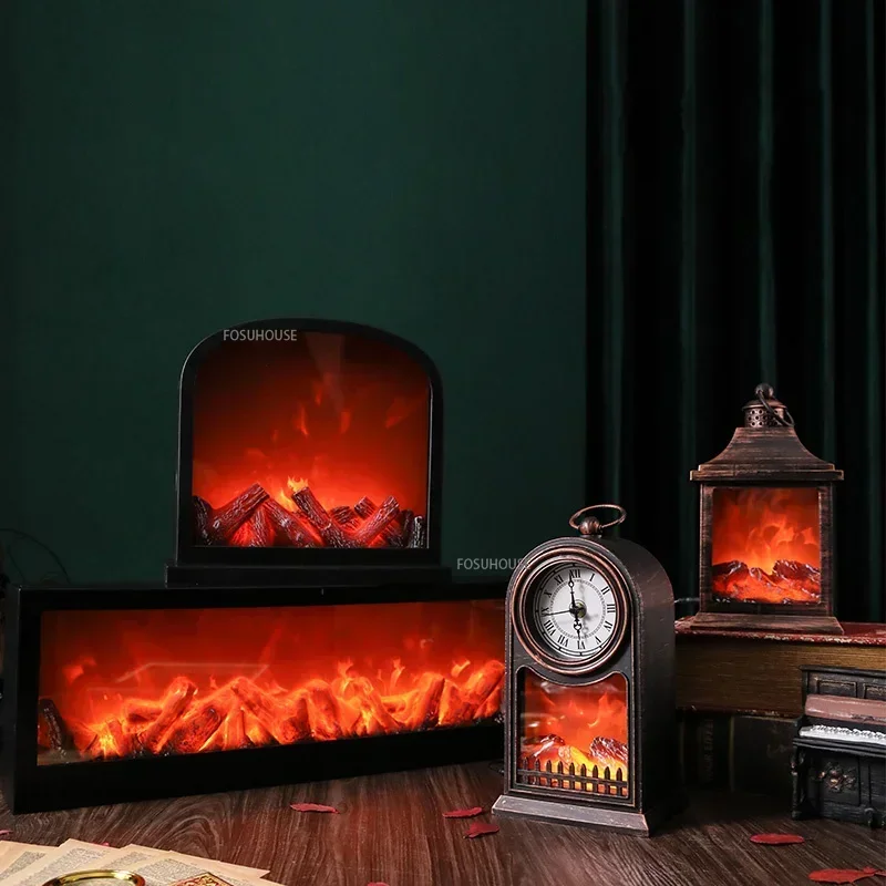 Simulation Electric Fireplace LED Flame Lamp Fake Fireplace Christmas Props Living Room Bedroom Study Room Decoration Light M L