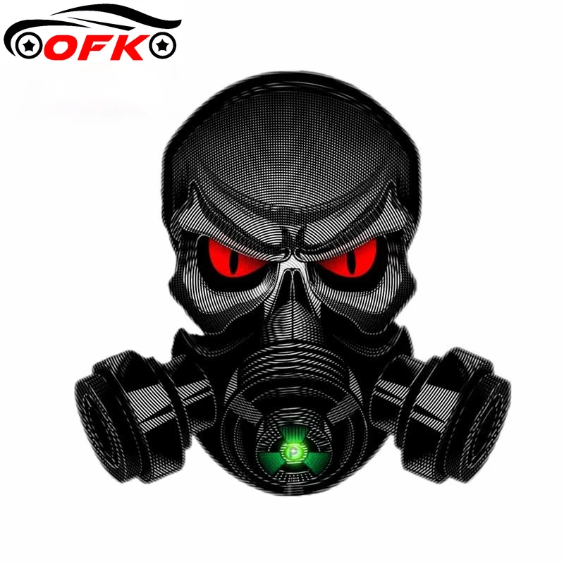 Cool For Skull With Gas Mask Trunk Driver Impermeabile Laptop Windows Adesivi Per Auto Cartoon Decal Van Graphics13Cm X 12.7Cm