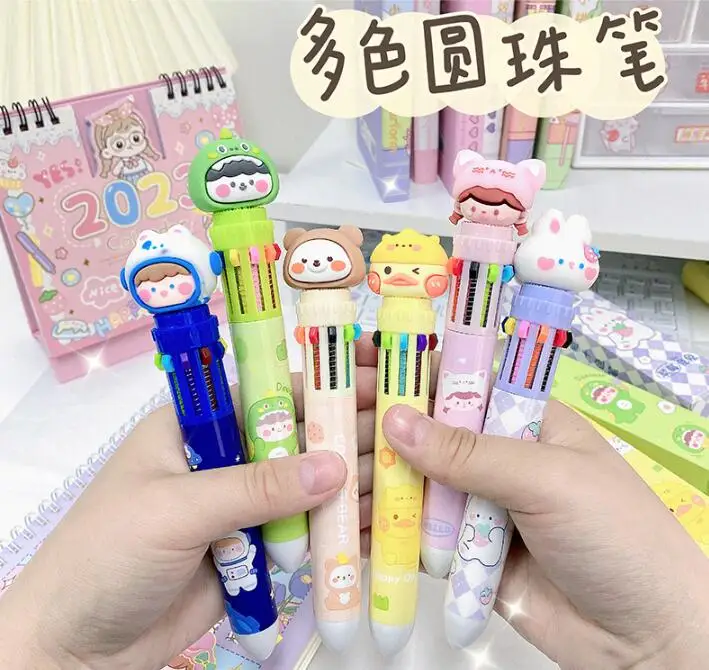 

24 pcs/lot Creative Animal 10 Colors Ballpoint Pen Cute 0.5MM Ball Pens Material Office School Writing Supplies