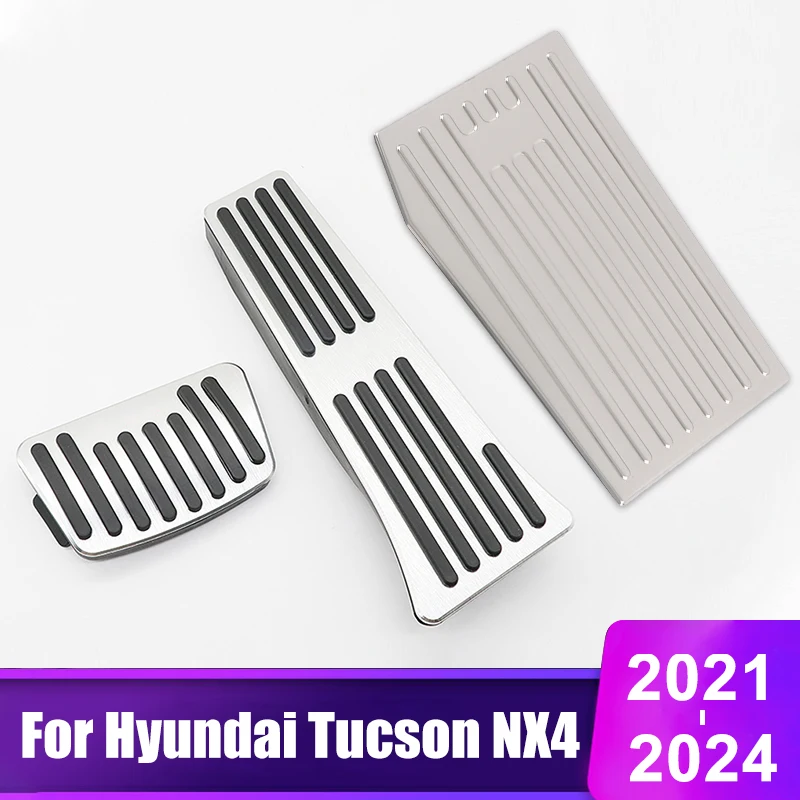 For Hyundai Tucson NX4 2021 2022 2023 2024 Aluminum Alloy Car Foot Pedal Cover Fuel Accelerator Brake Rest Pedal Pad Accessories