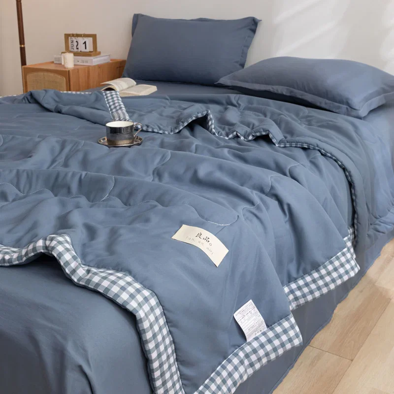 

Washed Cotton Summer Quilts Air Conditioning Cooling Quilt Blanket Machine Washable Double core Double-Sided Extra Large