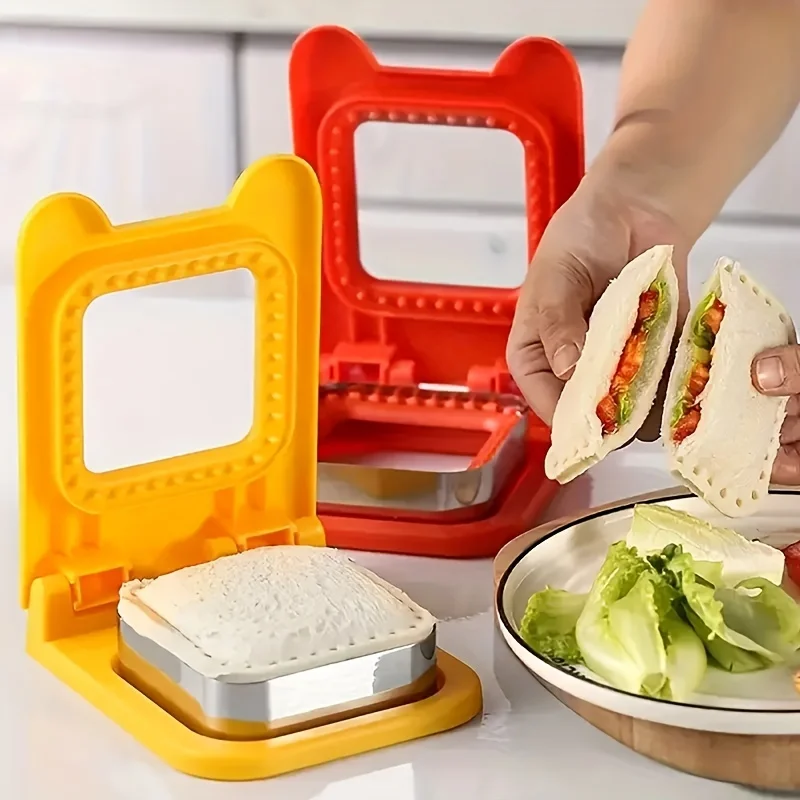 Stainless Steel + Plastic Sandwich Maker, Square Sealing And Cutting Tool, Perfect for Making Bread Slices, Ideal for Graduation