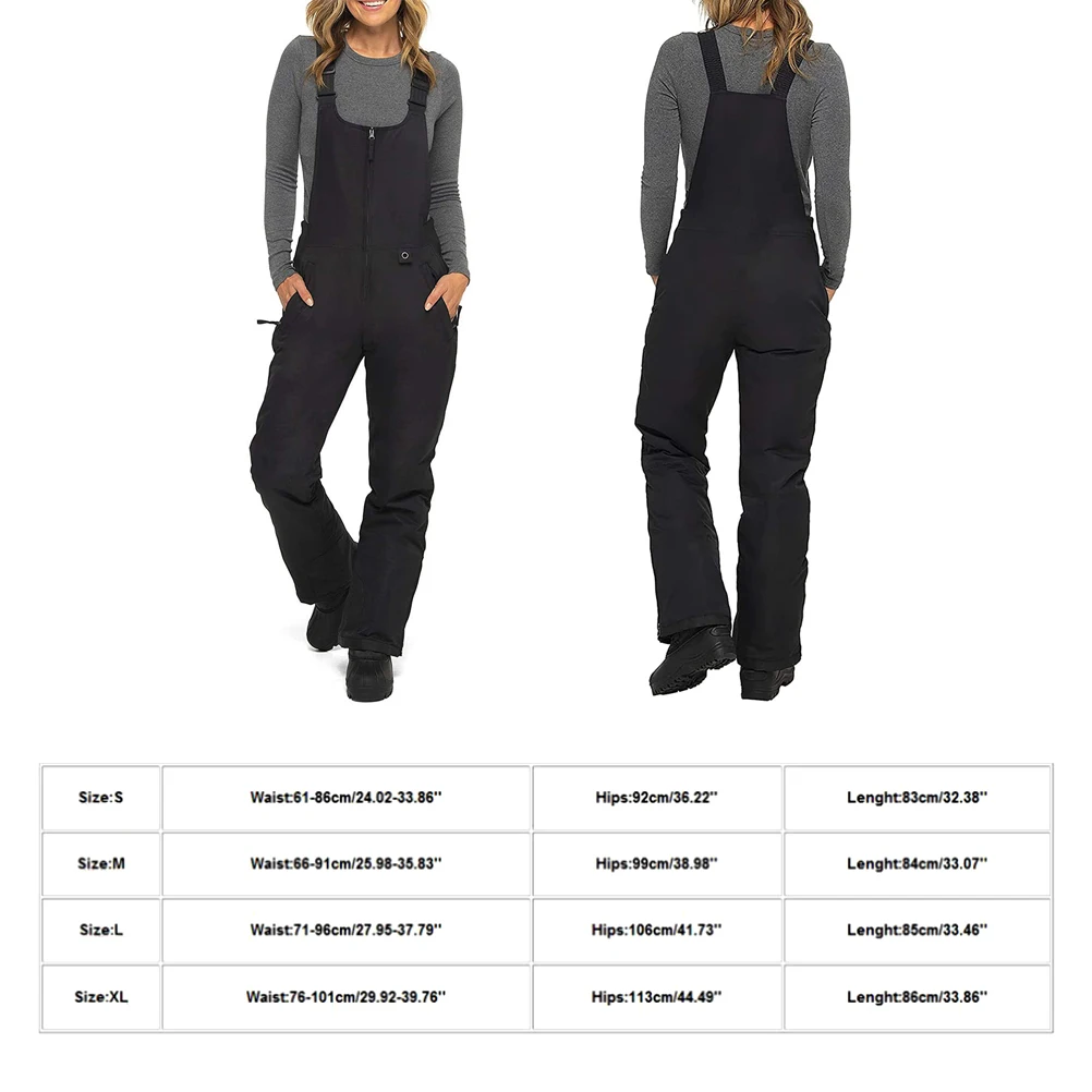 Snow Bibs Women's Insulated Ski Bib Waterproof Snow Bibs Overalls Winter Windproof Thick Thermal Ski Pants Snowboarding Pants