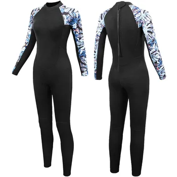 3mm Women Wetsuit Long Sleeves Neoprene One-Piece Diving Suit Swimsuit Keep Warm Surfing Diving Kayaking Freediving Swimming