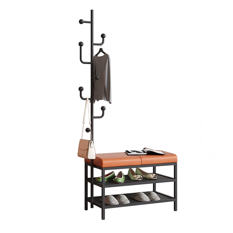 

YY Light Luxury Home Shoe Changing Stool Clothes Rack Integrated Home Doorway Shoe Rack Coat Rack
