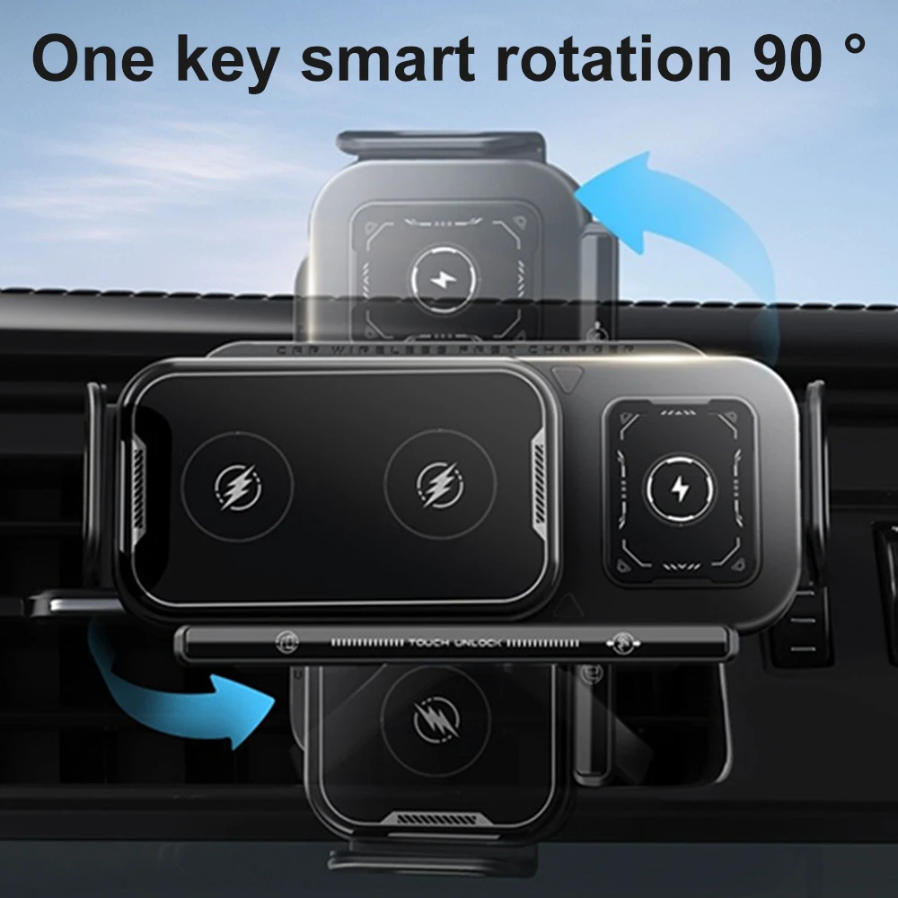 2025 New Universal Dual Coil Foldable Phone Holder Car Wireless Charger Car Phone Mount for Samsung Galaxy Fold 6 5 4 3 Z Flip