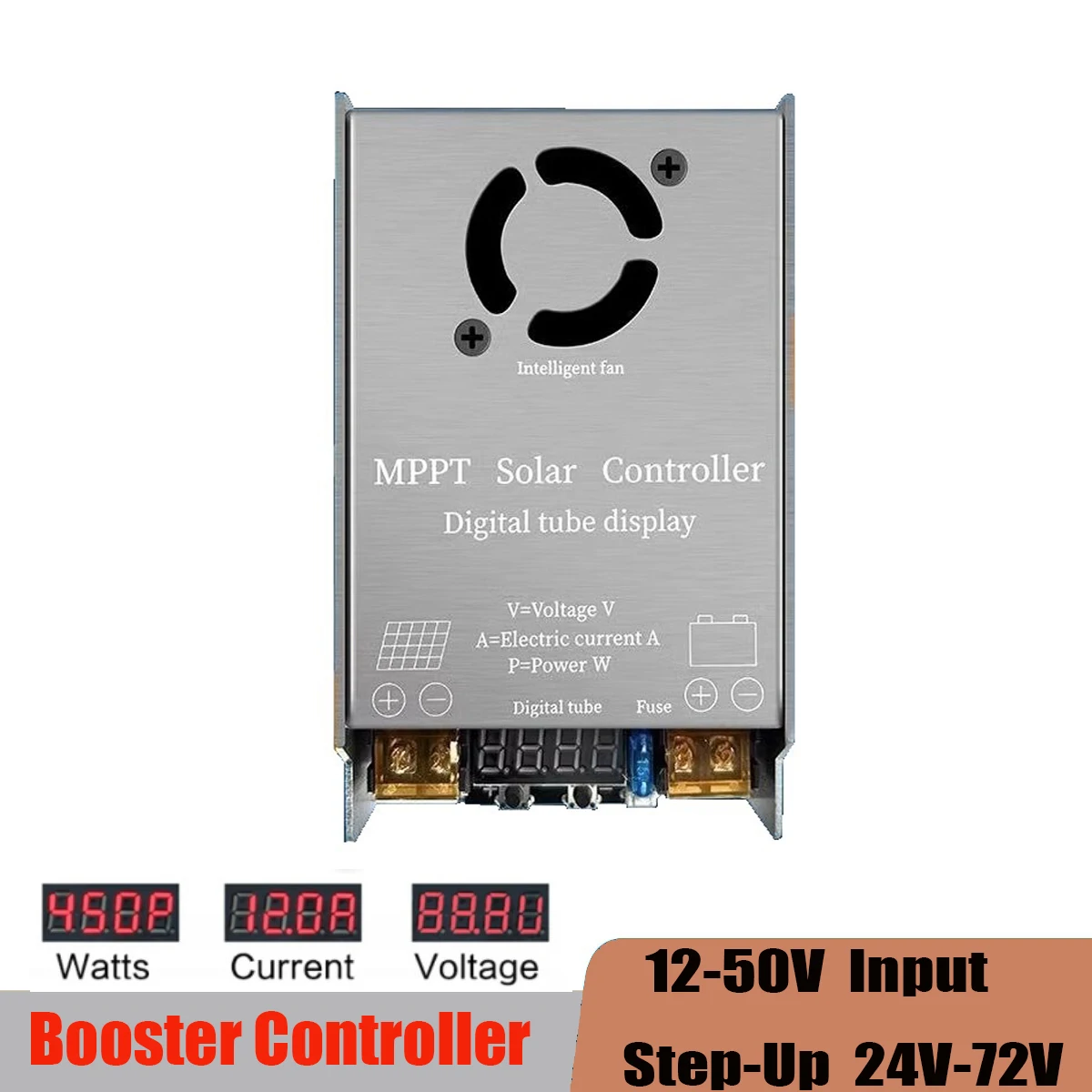 

MPPT Booster Solar Controller 450W 12V~50V Input Step-up Charging For 24V 36V 48V 60V 72V LiFePO4 Lithium Lead-acid Gel Battery