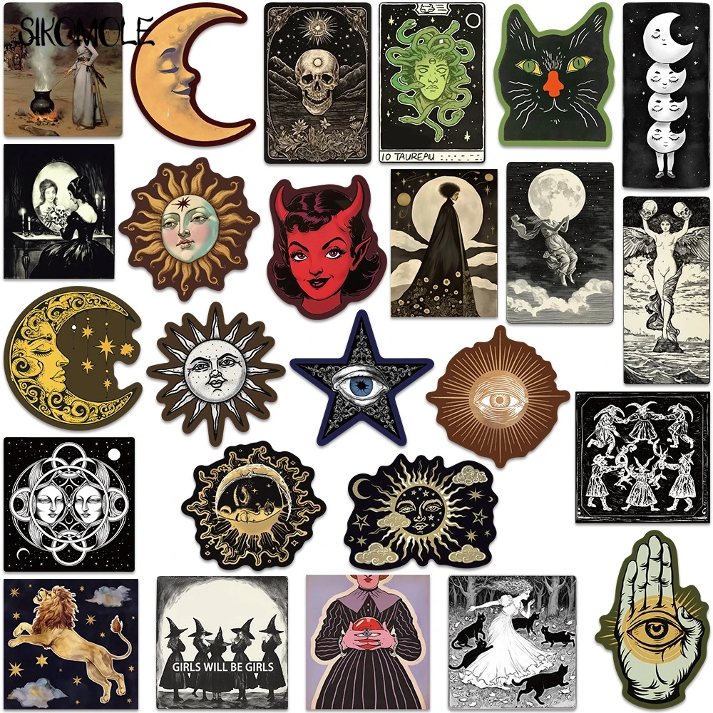 10/30/50PCS Okkult Celestial Creepy PVC Graffiti Aufkleber Ästhetische Kunst DIY Dekoration Spielzeug Kind Reise Gepäck Aufkleber Aufkleber Pack – Detail 6