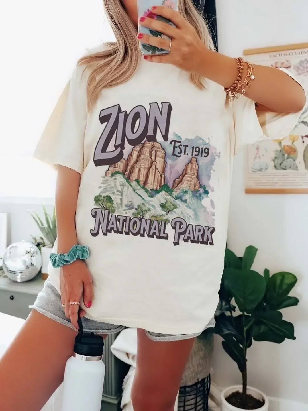 

Футболки Zion с Национальным парком, женские модные свободные милые смешные футболки с коротким рукавом, футболка в эстетике гранж Y2k, женская модная одежда