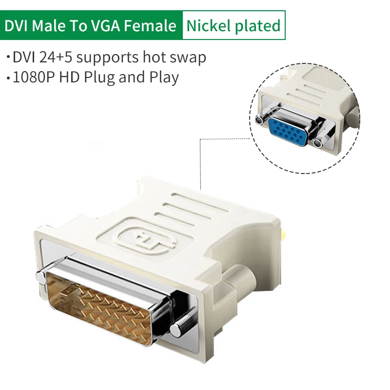 1080P DVI to VGA Cable Connector DVI 24 + 5 Adapter Male to Female VDA VJA Adapter for Computer Monitor HDTV Projector VGA hdmi to vga adapter cable vga cable vga cable adapter