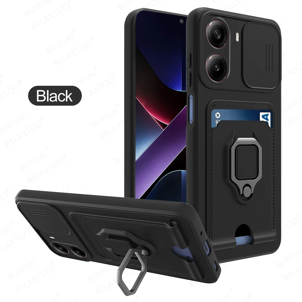 Multifunctional Magnetic Ring Case with Lens Protection and Card Holder