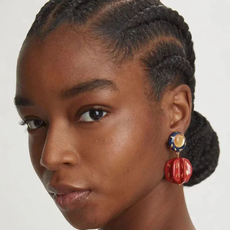 

European and American Vintage Brass Enamel Fashion Jewelry Exaggerated Ear Clip For Women