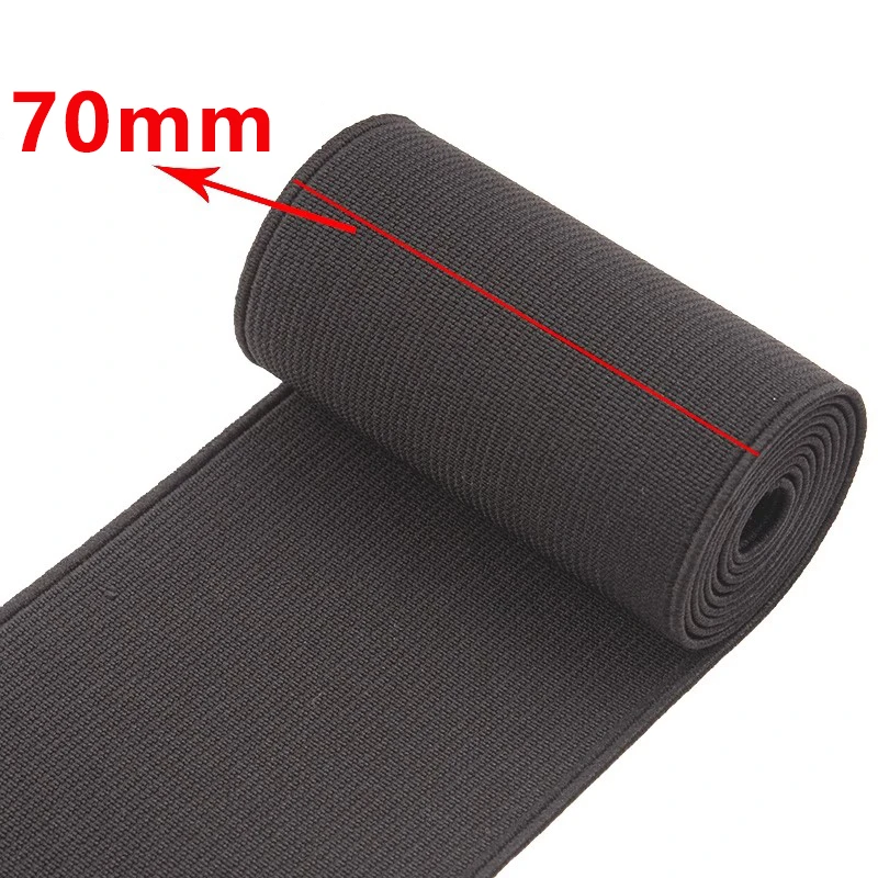 Black Nylon Elastic Waistband - Stretch Tape for Sewing and Crafts (4 Meters, 10-80mm Width)