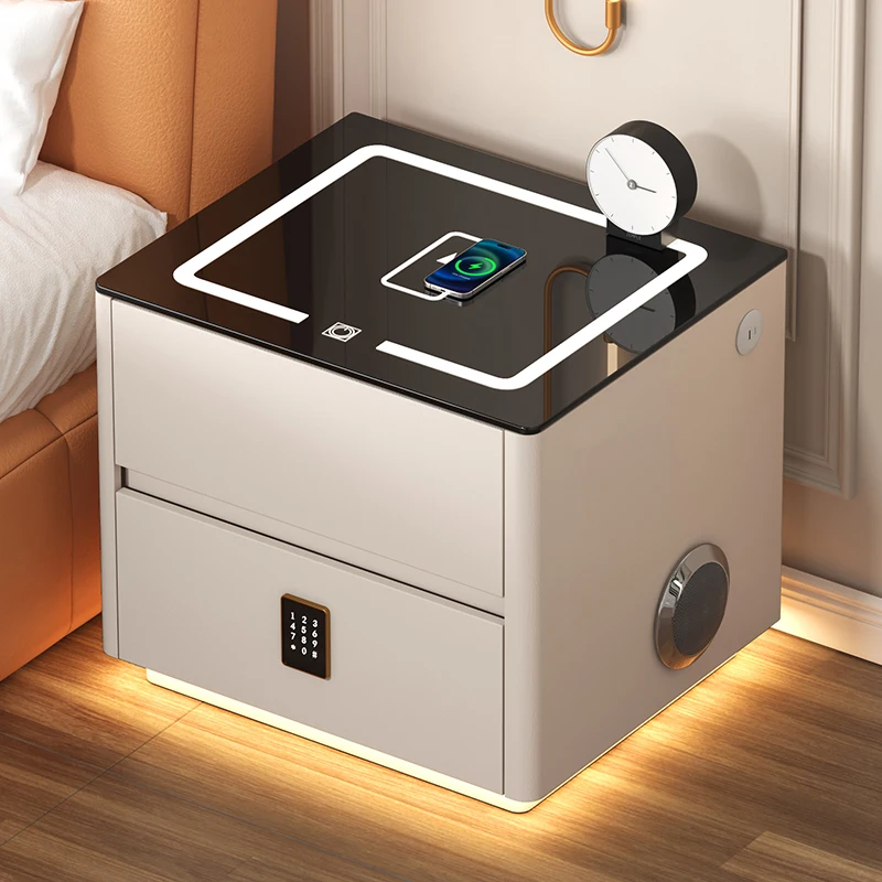 Visual Reference: Solid Wood Smart Nightstands Minimalist Wireless Charging Bedside Table