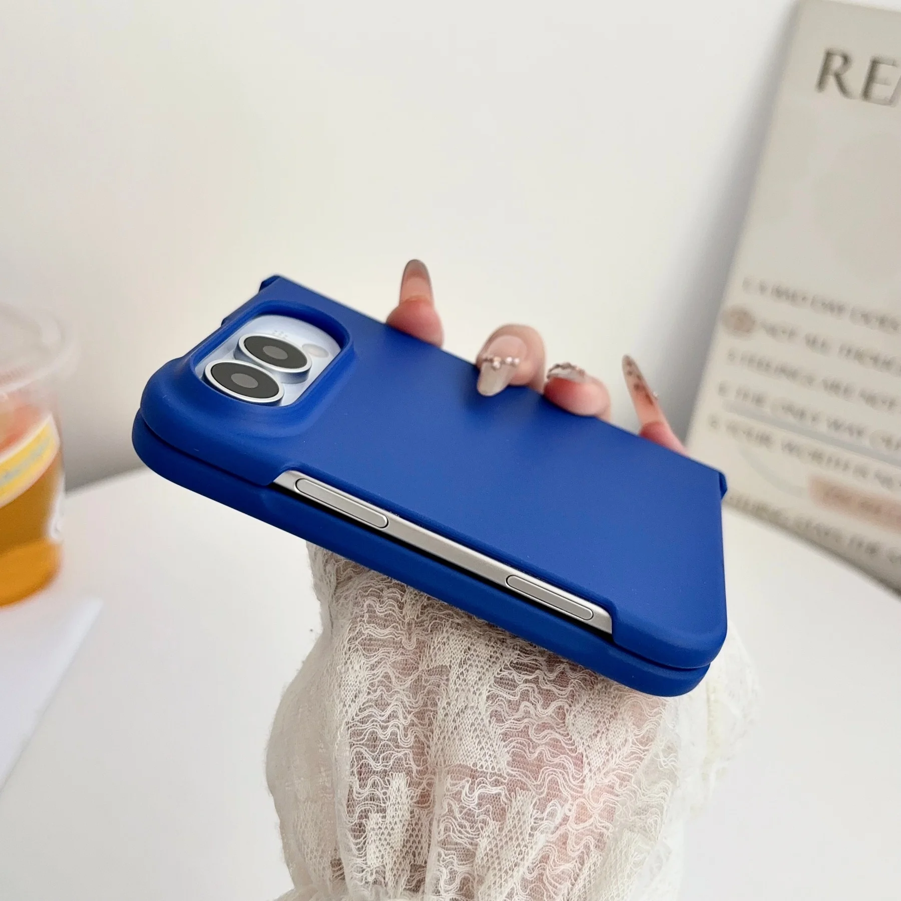 Luxury Frosted Candy Color Shockproof Phone Case with Folding Hinge Design