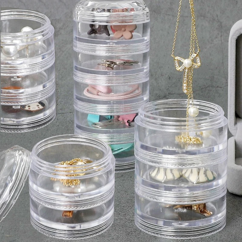 Small Multilayer Rotating Storage Box Jewelry Earrings Ring Acrylic Box Jewelry Stand Organizer Boxes Display Rack with Cover 360 ° rotating jewelry display rack ear clip earrings acrylic storage rack portable jewelry storage box household necklace rack