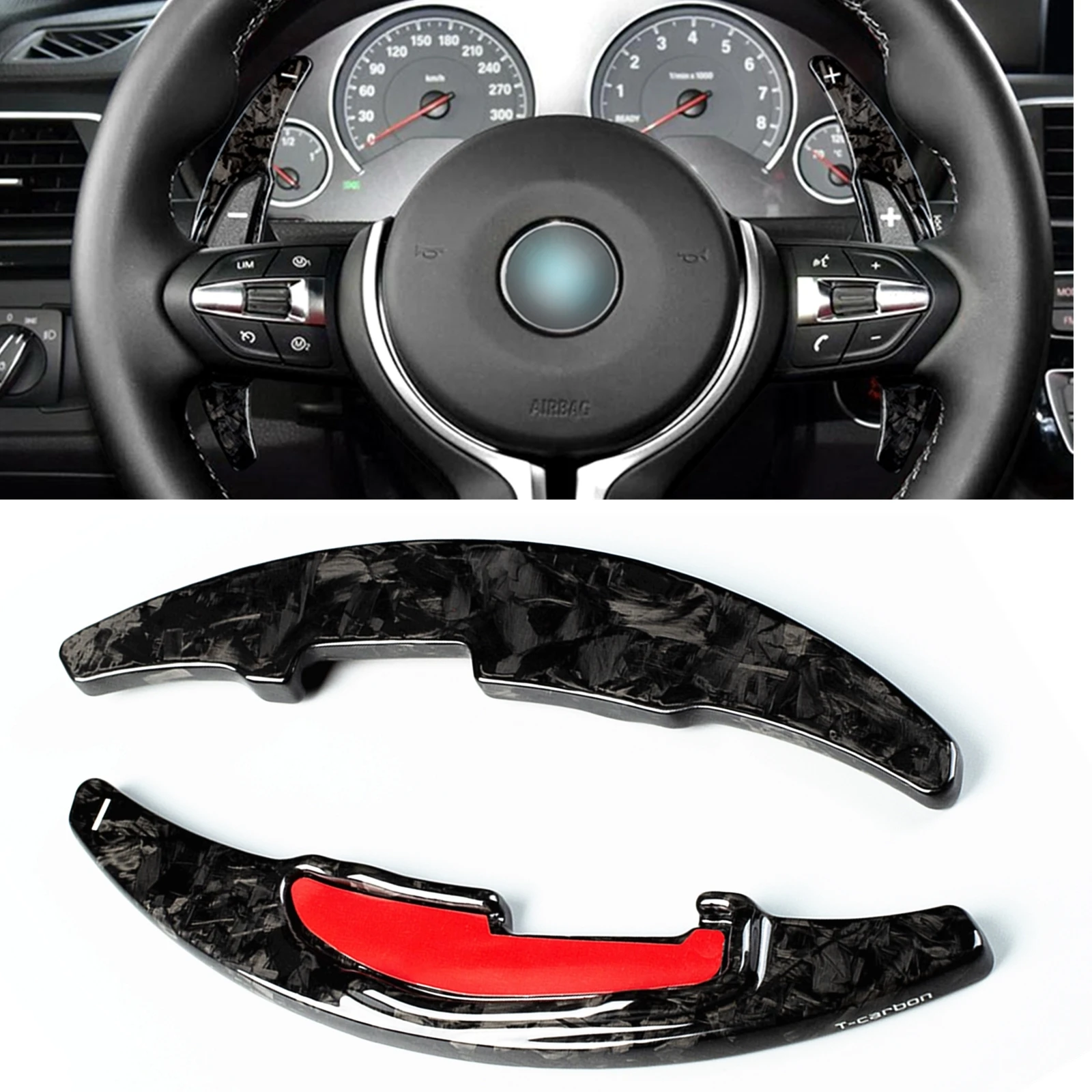 

2PCS Carbon Fiber Car Gear Steering Wheel Paddle Shift Extension Trim Pad For BMW M2 M3 M4 M5 M6 X5M X6M