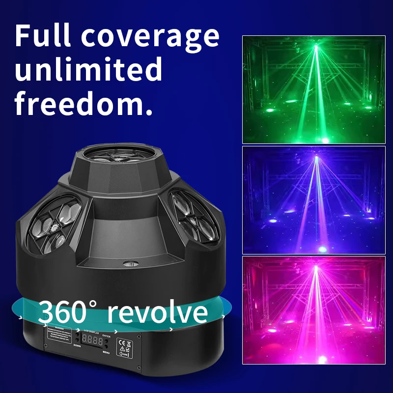 Four head bee eye laser light  LED voice controlled laser spot disco light  stage seven color rotating dj KTV  party bar light