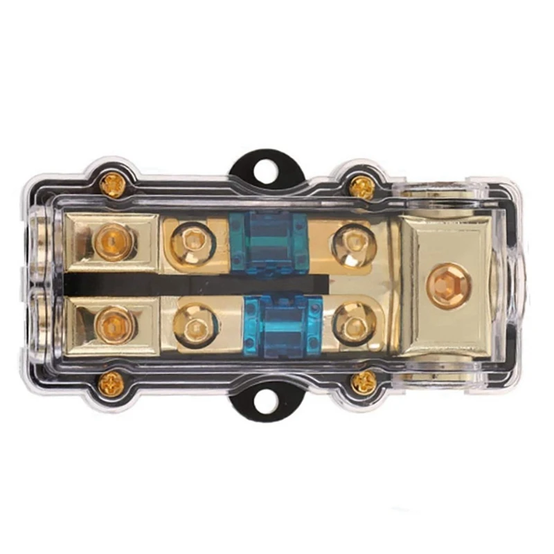 2X Blocco Di Distribuzione Dell'Alimentazione (2 Vie) 4/8 Awg Gauge Agu Portafusibili Blocco Di Distribuzione 4 Gauge In To (2) 8 Gauge Out