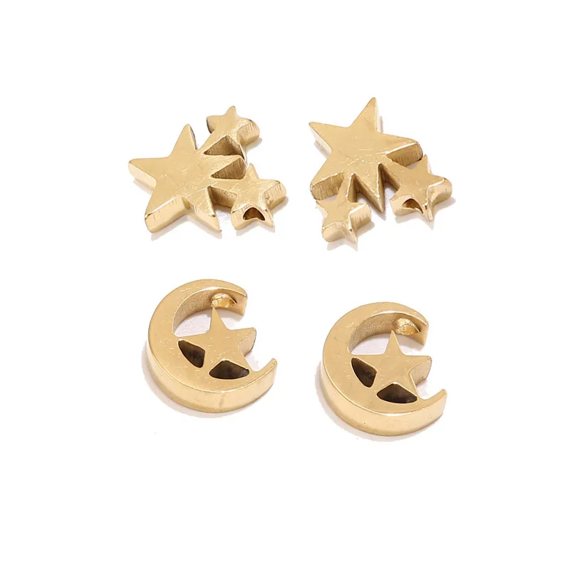 

5pcs Stainless Steel Gold Star Charms Moon Pendants Connectors for DIY Jewelry Making Supplies Accessories Wholesale