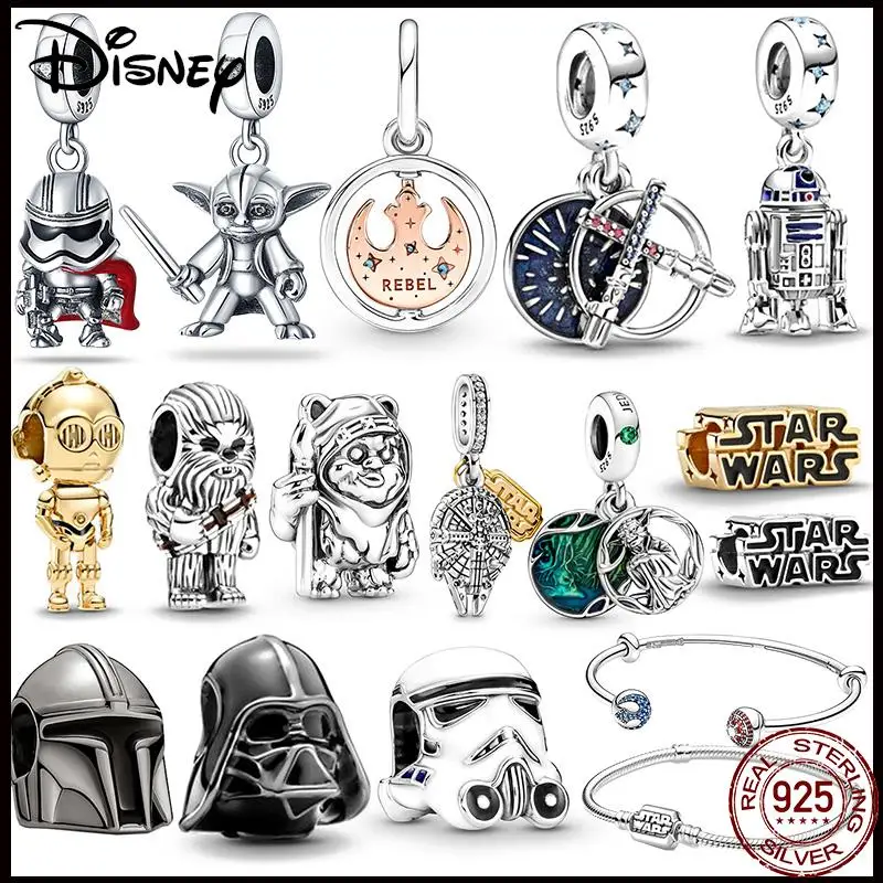 Disney Star Wars Collection  Bracelet 925 Sterling Silver Heart Snake Chain Bracelet For Women Fit Original S925 Charms Beads