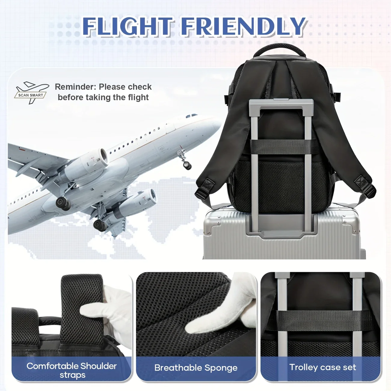 Ryanair Cabin Bags 40x20x25 Underseat Travel Backpack Multi-Functional Nylon Carry-On Shoe Compartment Carry-On Approved Handbag