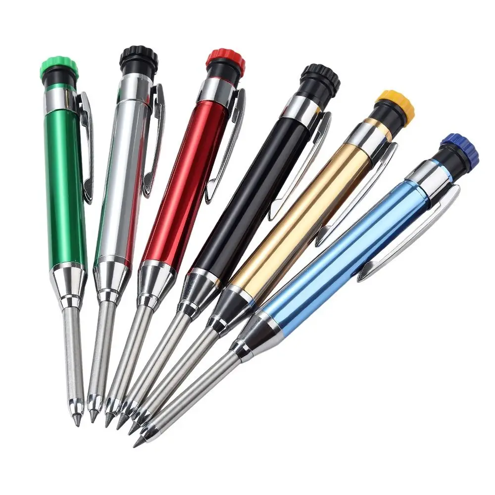 All Metal Deep Hole Marking Pencil 2.8mm Built-in Sharpener Woodworking Pencil Deep Hole Marking Long Head Mechanical Pencil