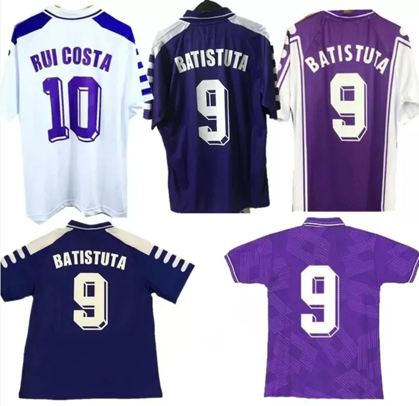 Ретро футболки 1998 1999 BATISTUTA 10 RUI COSTA 84 85 89 90 91 92 93 94 95 96 97 98 99 домашняя Классическая