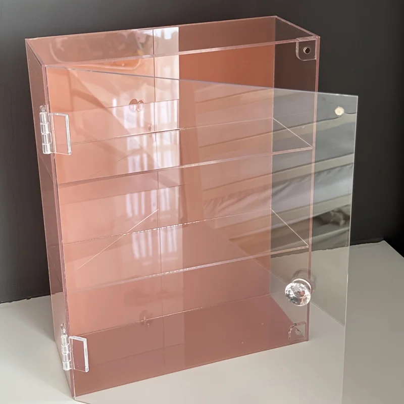Acrylic Display Cabinet 1pc Open door with handle transparent dustproof large capacity storage for Models and Cosmetics