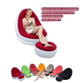 Divano gonfiabile reclinabile per coppia pigra con poltrona ad aria con poggiapiedi per la casa Mobili da giardino per esterni Sedie da terrazza per riposare 1