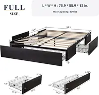 Full Size Platform Bed Frame with 3 Storage Drawers, Faux Leather Upholstered, Wooden Slats Support, No Box Spring Needed 2