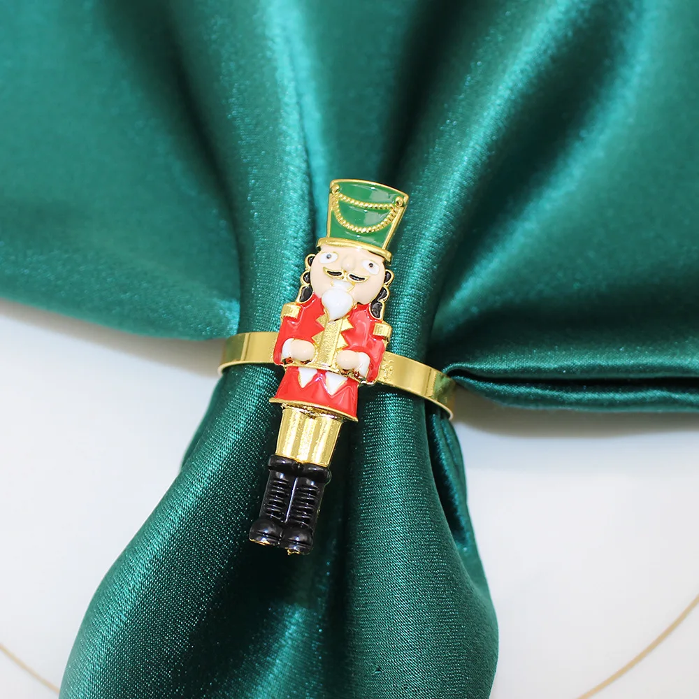 6Pcs Christmas Nutcracker Napkin Rings Cute Nutcracker Soldier Napkin Holder Winter Holiday Christmas Party Table Decor