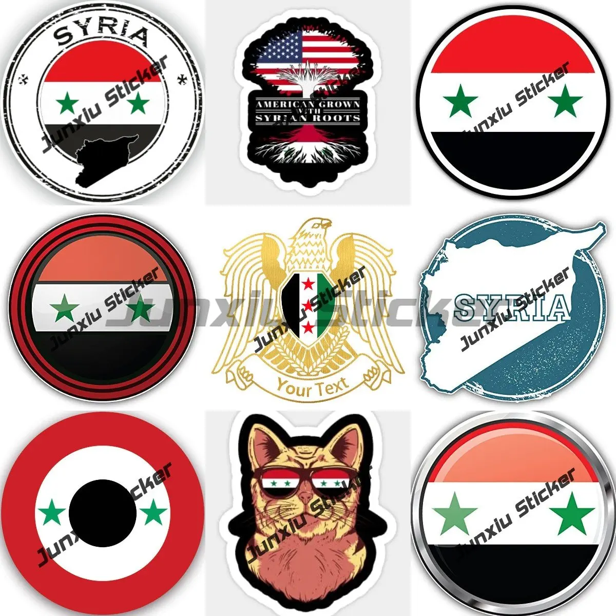 

Syrian Arab Sticker Coat of Arms of Syria Vinyl Decal Custom Made Syaaf Syria Syr Sy Weatherproof Sticker Funny Decoration