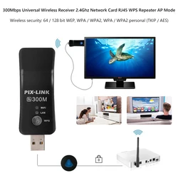 Universal 300Mbps USB TV WiFi Dongle with RJ45 Network Card - Sleek Design Wireless Receiver Adapter