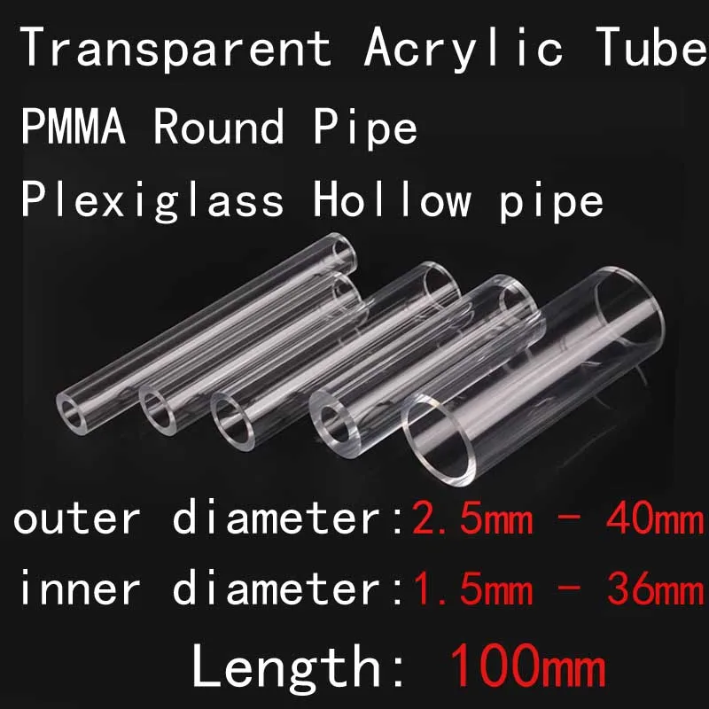Tubo Rigido In Acrilico Trasparente 40x45 Mm, Lunghezza 250 Mm, Spessore 2 Mm, Per Acquari, Illuminazione E Fai Da Te