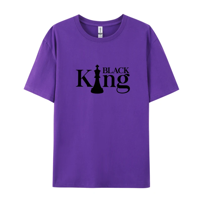 Black King Tops T Shirt Funny Round Collar Printing Short Sleeve Pure Cotton Men Top T-shirts Normal Tops & Tees Black King purple