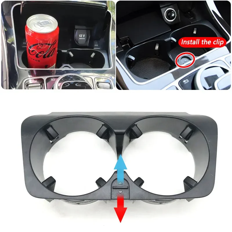 Car Front Center Console Insert Drinks Cup Holder For Mercedes Benz C E 