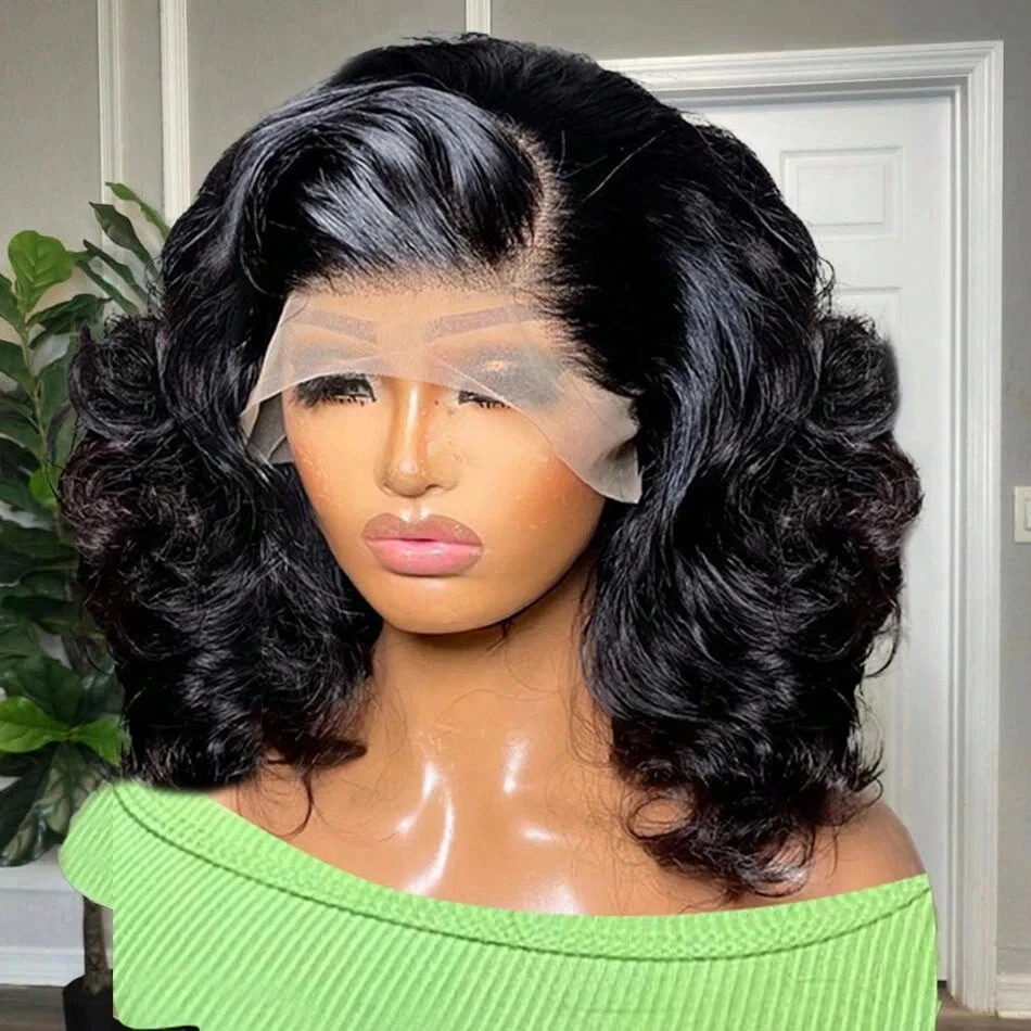 100% Human Hair Wig Body Wave Short Bob Wigs Loose Wave Wig Pre Plucked ...