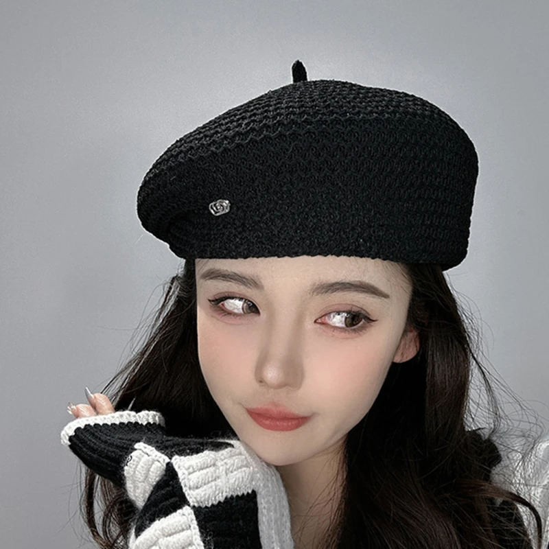 Women's Knit Beret Hat - Stylish Summer Painter Style Headwear_voghion.com