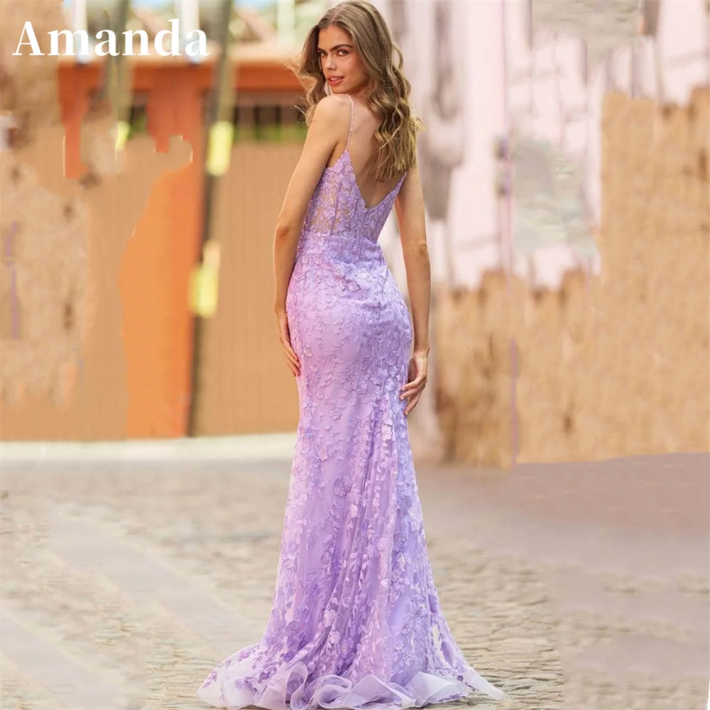 

Amanda Lavender Mermaid Vestidos De Noche Sexy Spaghetti Strap Prom Dress 2023 Sweet Fishtail فساتين مناسبة رسمية