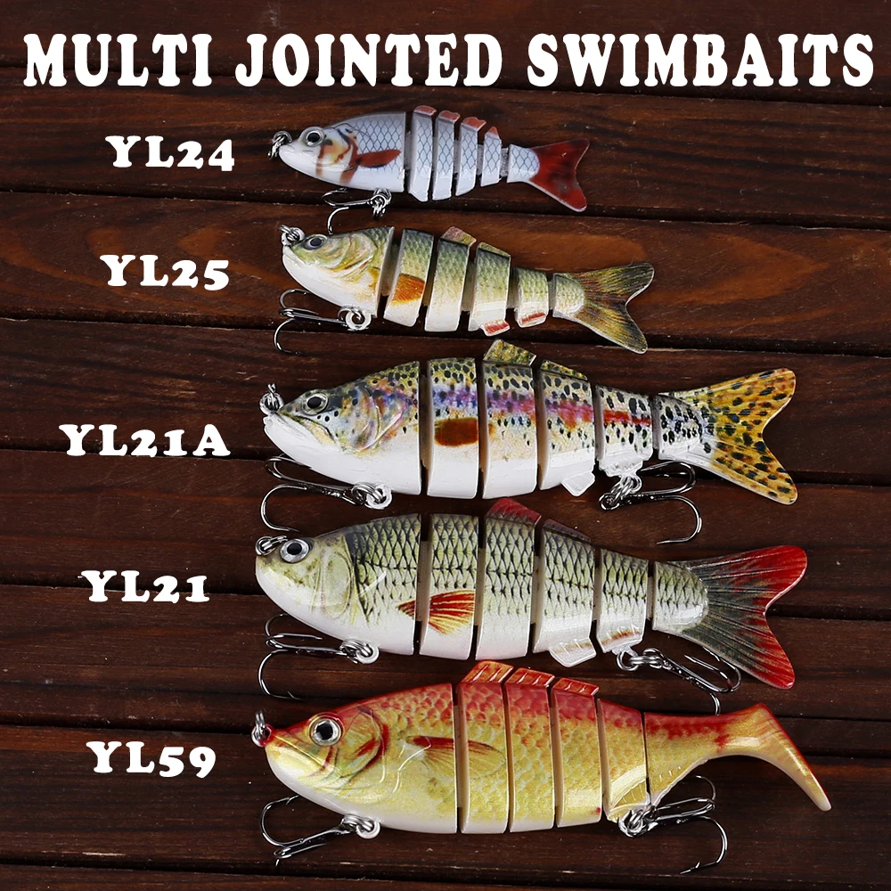 AYWFISH 6PCS / LOT Sinking Wobblers Bass Fishing Lures Hard Artificial Bait  Kit Multi Jointed Swimbait Set With Free Plastic Box