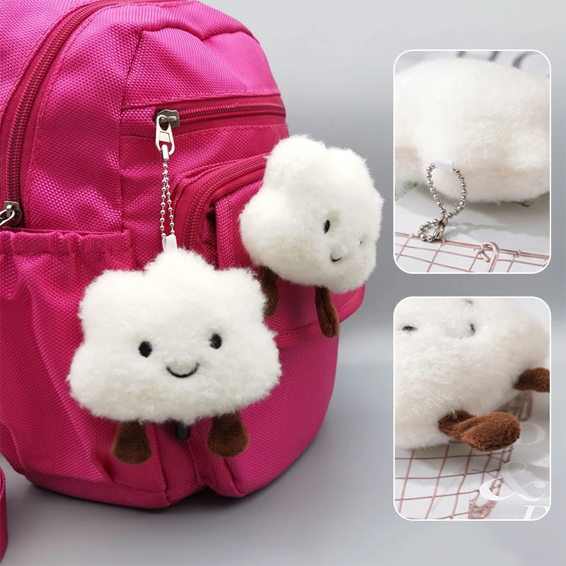 Cute Plush Cloud Keyring Kawaii Pendant Car Key Chain Pendant Soft Plush Doll Fun Girl Bag