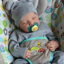 Reborn Baby Doll with 3D Painted Skin Veins - Realistic Art Collection Gift - Genderless Rag Doll (With Grey Clothes)