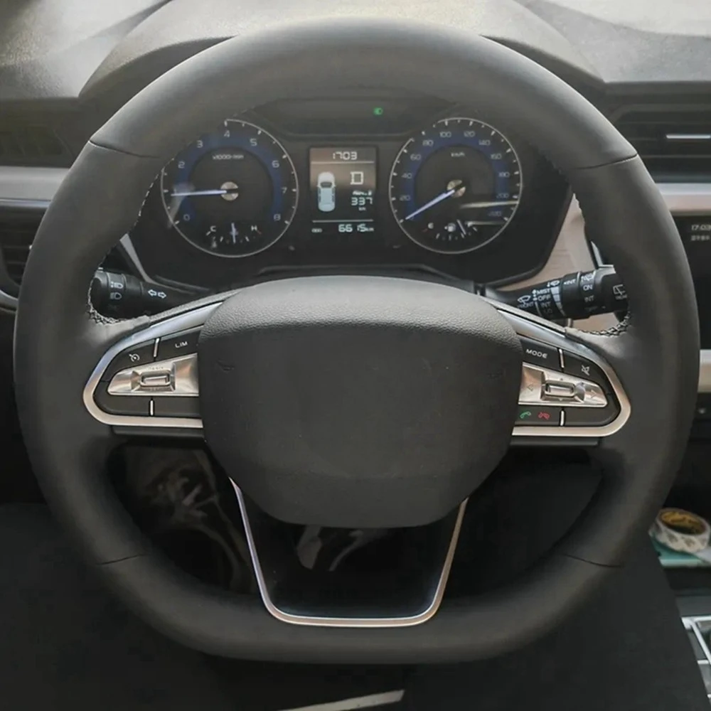 

Steering Wheel Braid Anti-Slip Genuine Leather For Geely Atlas Pro 2020 2021 Azkarra Car Accessories Car Steering Wheel Cover