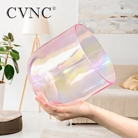 CVNC 9 Inch Pink Cosmic Light Chakra Clear Quartz Crystal Singing Bowl C/D/D#/F Note with Free Suede Mallet and O-ring