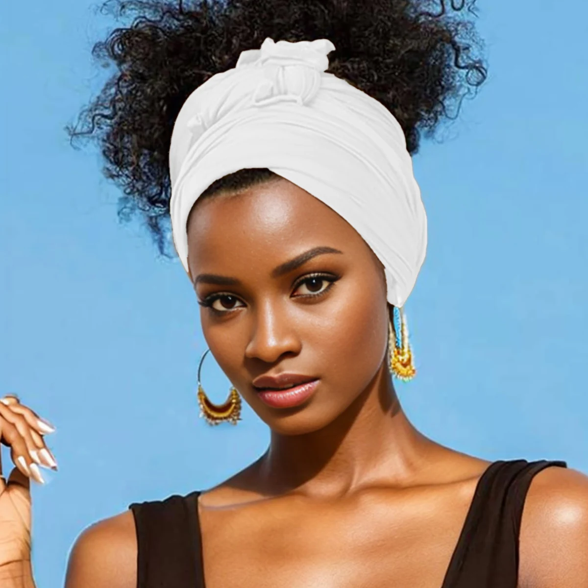 Hot selling stretch jersey turban african headband solid color super soft extra long breathable headband for women 6